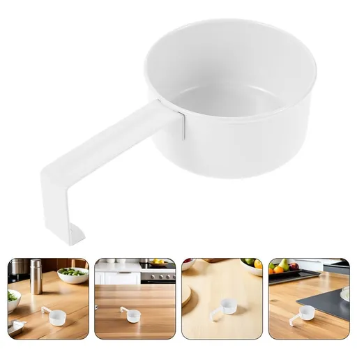 Set of 2 White Iron Scoop Spoons for Flour, Rice, Detergent and Multipurpose Kitchen Use