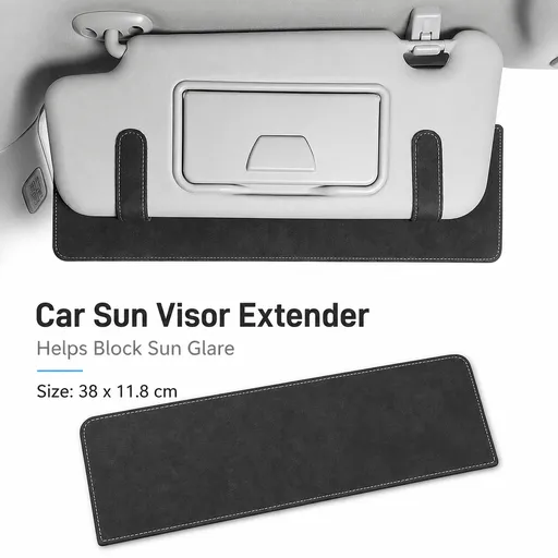 Dark gray Car Sun Visor Extension Panel 38cm x 11.8cm - Glare Reduction, Easy Clip-On Installation, Universal Fit for Cars and SUVs