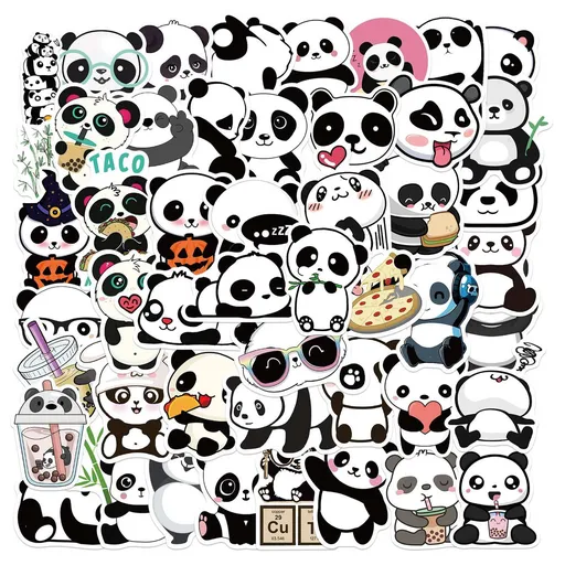 50pcs Graffiti Stickers Waterproof MultiColor Animal Design for Laptop Skate, Compatible with Panda