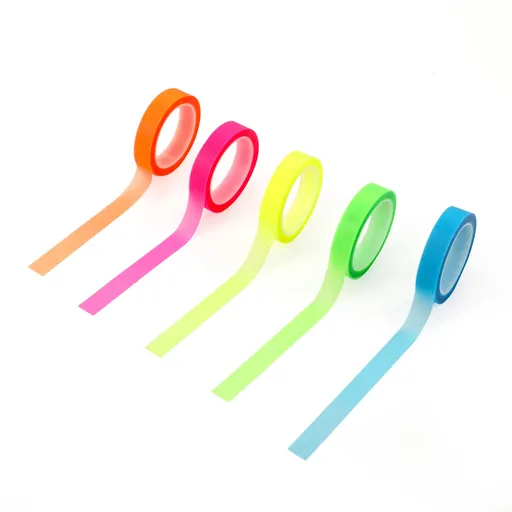 Rolls Marking Tape, Removable Fluorescent Tape Fluorescent Marking Transparent Colored Tape Roll Page Markers for Teachers Students Reading Class Office (0.8cm x 5m)