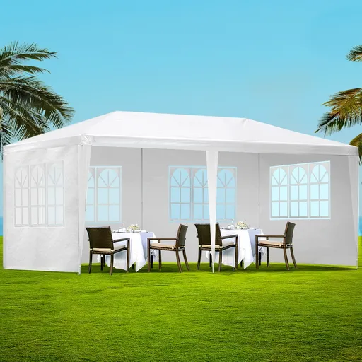 Gazebo 3x6m Marquee Outdoor Camping Canopy White 4 Panel