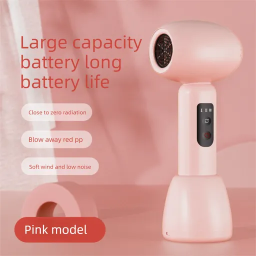 Baby Hair Dryer Wireless Constant Temperature Negative Ion Technology Compact Lightweight Pink