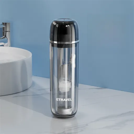 Grey Portable 2-in-1 Travel Toothbrush/Toothpaste Organizer & Mouthwash Cup - Lightweight and Durable Crystal Clear PC Material