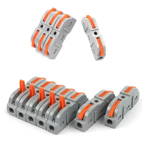 55 Pcs Grey Orange Lever Wire Connectors Kit for 28-12 AWG for Solid and Stranded Wires, Compact Fire Retardant Quick Connectors