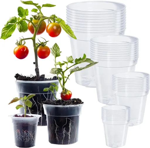 36 Pack 4/5/6/7 Inch Clear Nursery Pots for Plants, Plant Pots with Drainage Holes, Transparent Seedling Pots for Seed Starters Planter Flower