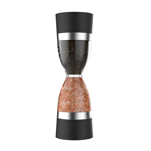 2 In 1 Seasoning Tank, Stainless Steel Salt and Pepper Grinder withGrind Size, Easy to Use (Black)