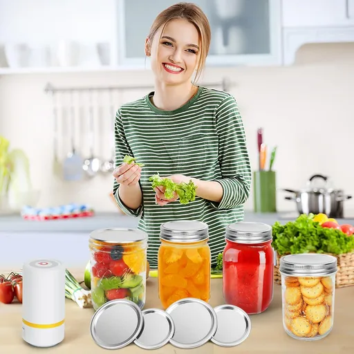 Vacuum Sealer, Electric Vacuum Sealer Kit with Wide and Regular Mouth Mason Lids, Vacuum Sealing Machine for Food Storage