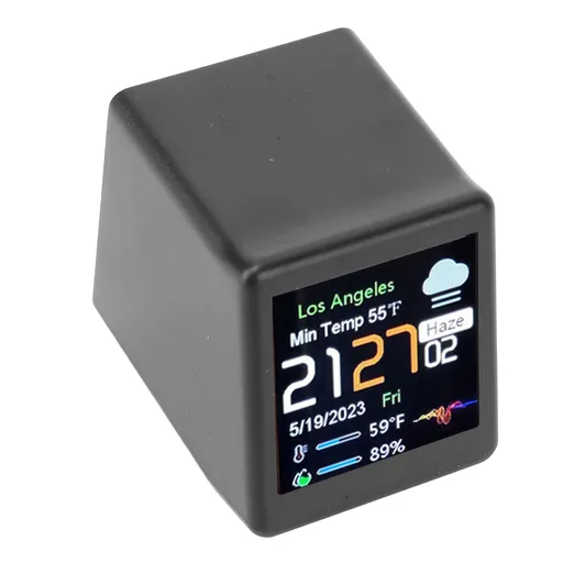 Desktop Electronic Clock LCD Digital Display Calendar Temperature Weather Forecast Station Support WiFi Networking Black