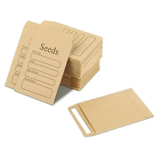 100 Pcs Seed Envelopes 3.54 x 2.36 Inch Brown Kraft Paper Seed Packets Envelopes Reseal_wm25