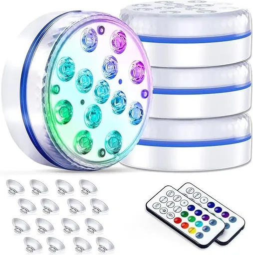 Pool Lights for Above Ground Pools Waterproof Submersible Led Pool Lights for Inground Pools with Remote Cups Dynamic Color(4pack)