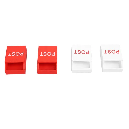 10Pcs Decorative Mailbox Outdoors Furniture Wooden Kids House Toy Mini Home Decor Craft White and Red