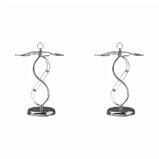2X Iron Countertop Wine Glass Holder with Scrollwork Design, Freestanding Tabletop Stemware Storage Rack with 6 Hooks