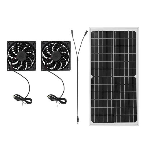 Solar Exhaust Fan Kit with 16W Solar Panel 2 High Speed Brushless DC Fan Solar Powered Vent Fan for Greenhouse Chicken Coop Attic Barn Shed