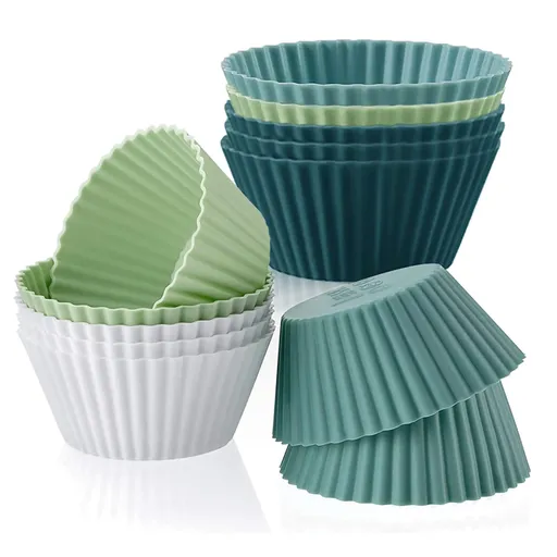 Muffin Cup Morandi Color Round Egg Tart Steamed Egg Silicone Complementary Food Mold 12Pcs