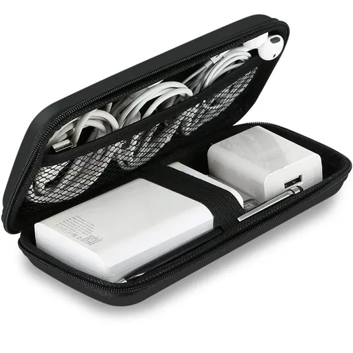 Shockproof portable charger box, hard protection EVA impact resistant mobile power bag, small electronic product storage box
