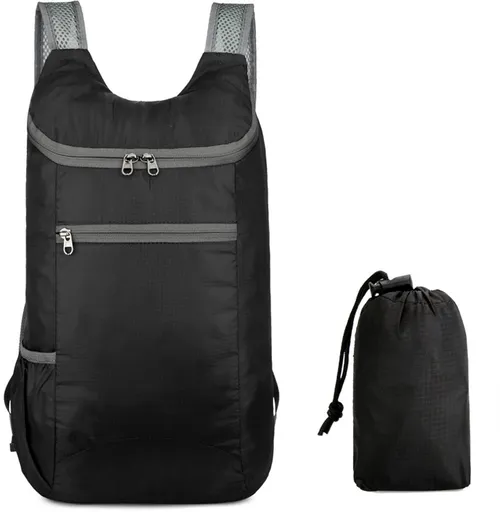 Backpack - Bag - Ultralight foldable backpack - Backpacks - Waterproof canvas, large capacity - Suitable for travel, hiking, camping, cycling, outdoor sports, Unisex, Black, One size