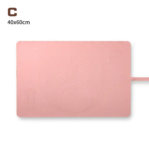 Large Silicone Baking Mat with Measurement Guide, Non-Slip Dough Rolling Mat for Pastry, Fondant and Pizza, Pink, 60 x 40 cm