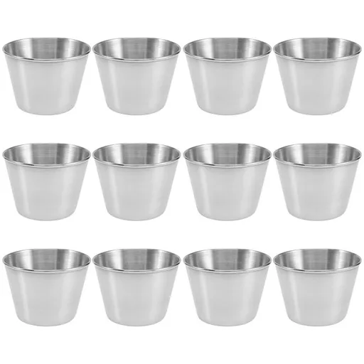 12 Pack Stainless Steel Condiment Sauce Cups,Commercial Grade Dipping Sauce Cups,Ramekin Condiment Cups Portion Cups
