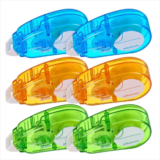 6 Packs Double Sided Tape for Crafts, 236*0.24 inch Scrapbook Runner Tape Roller, Permanent Adhesive Dots Tape Dispenser Runner for Crafts and Arts Projects, Photo-Safe(blue+yellow+green)