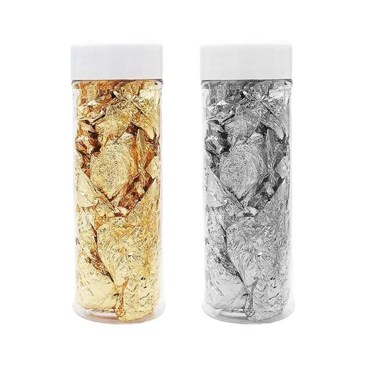 Not Edible Gold Leaf Dessert Cake Ice Cream Gilding Decoation Arts Painting Gilding Crafting 2pcs（gold and silver）