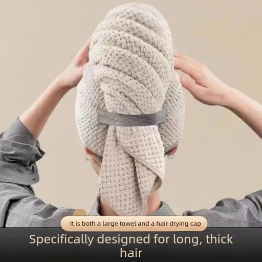 Waffle Weave Microfibre Hair Drying Towel Extra Large Super Absorbent Quick Dry Hair Wrap for Long Thick Hair-Camel