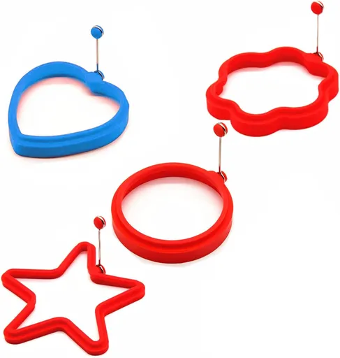 Bangp 4 Pack Eggs Rings, Silicone Egg cups, Round Pancake Mold for Frying Eggs,Omelet and Muffins, Pancake Molds,Non-stick Fried Egg Mold Ring,4 Shapes