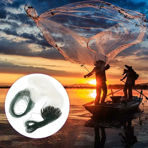 1 Set Cast Net Mesh for Freshwater Saltwater Fishing 370.00X120.00X120.00in