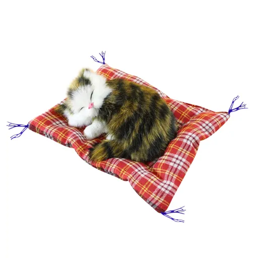 Tarmeek Simulation Sleeping Cat Dolls Toys,Simulation Cat Plush Animals Toy Will Call With Cloth Mat Sleeping Cat Doll Plush Toy for Room Decor,Birthday Gifts for Kids C