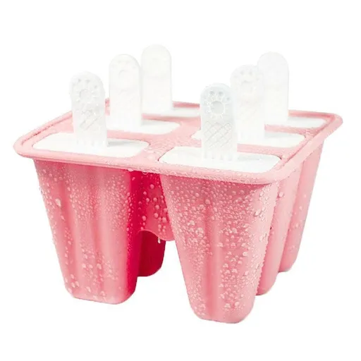 Silicone Ice Cream Mould Block Frozen Molds Icy Pole Jelly Popsicle - Pink-6Grid
