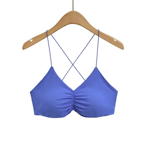 House Of Dasein Bare Back Cross Inner Sling Strapless Top - Blue - S