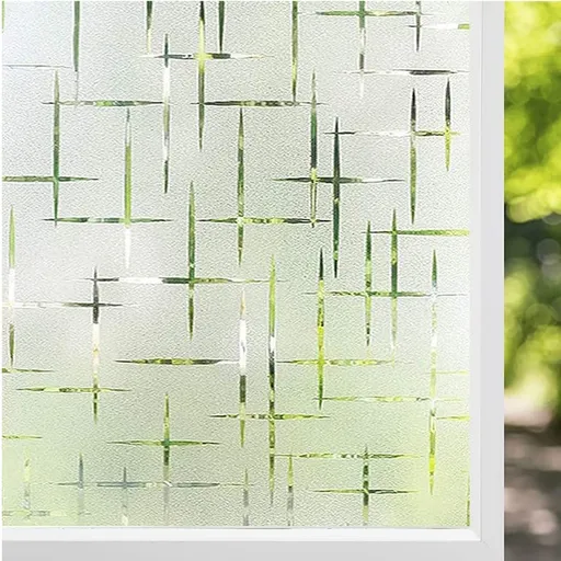 Window Privacy Film Frosted Glass Window Film, Cover for Home, Decorative Window Sticker Cross Pattern 7.87x 78.7 inches