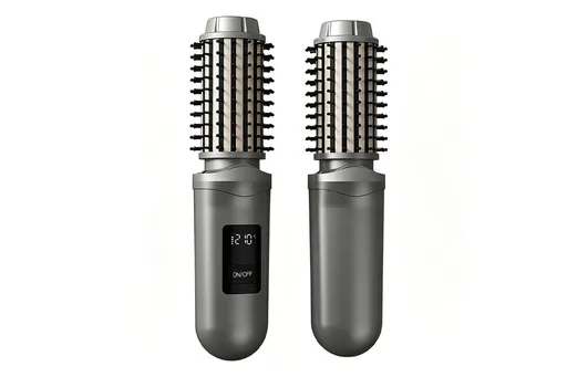 2 in 1 Cordless Hair Straightener Brush Curling Iron with LCD Display-Grey