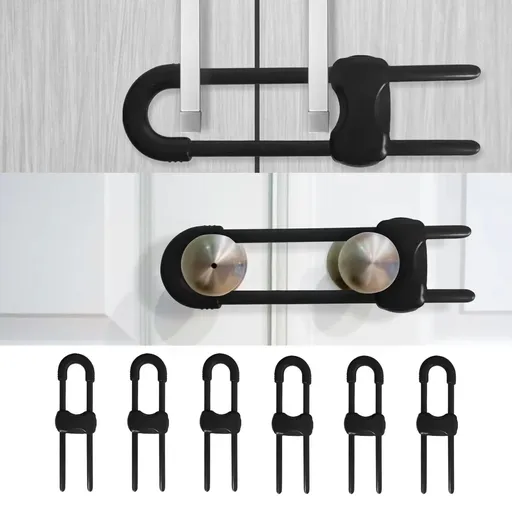 6PCS Cabinet Locks for Babies, Adjustable U-Shaped Child Safety Locks, for Drawers for Cabinets, Closet with Secure Lock Buttons