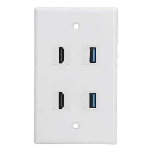 2 HD Multimedia Interface+2 USB3.0 Ports Panel Weld Free Audio Video Wall Outlet Plate Accessory