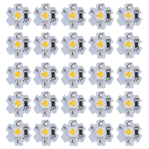 25Pcs 0.5W 5V High Power LED Lamp Bead Light Source Chip with Aluminum PlateYellow Light: 588‑590NM