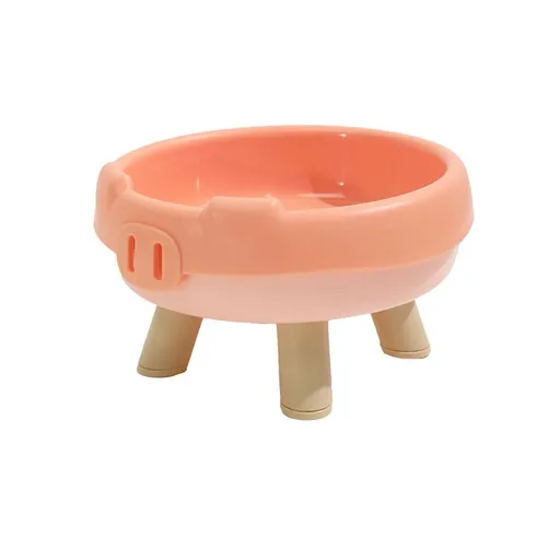 2 Pack Pink Elevated Pet Food Bowl - Cute Pig Design Raised Feeder for Cats and Small Dogs - Non-Slip ABS Material, Easy Clean, Ergonomic Neck Protection