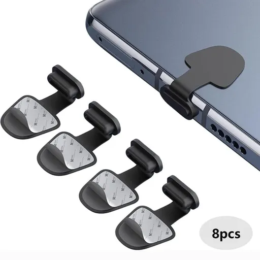 8-Pack Dust Plugs Compatible with USB-C and Lightning, Black