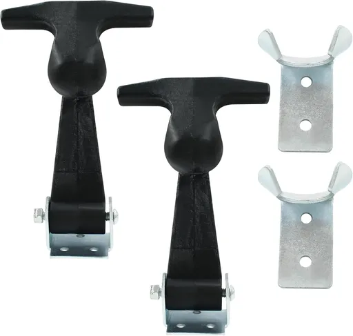 Biaungdo 2 Pcs Rubber Flexible Hood Catch, Black T-Handle Draw Latches with Brackets Stainless Steel T-Handle Hasp for Hood/Tool Box/Vehicle Engine