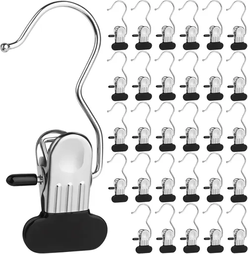 30-Piece Rotating Belt Organizer with Clips Durable Space-Saving Closet Hanger