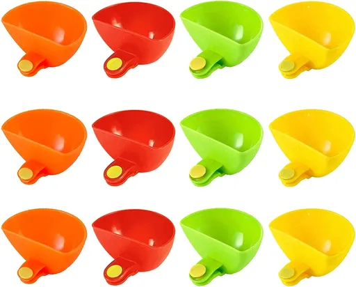 12 Pack Assorted Colors Modern, Compact Plastic Dip Bowl, Progressive Assorted Plate Clip-on Holder for Spice, Salt, Tomato Sauce, Sugar, Vinegar (12PC)