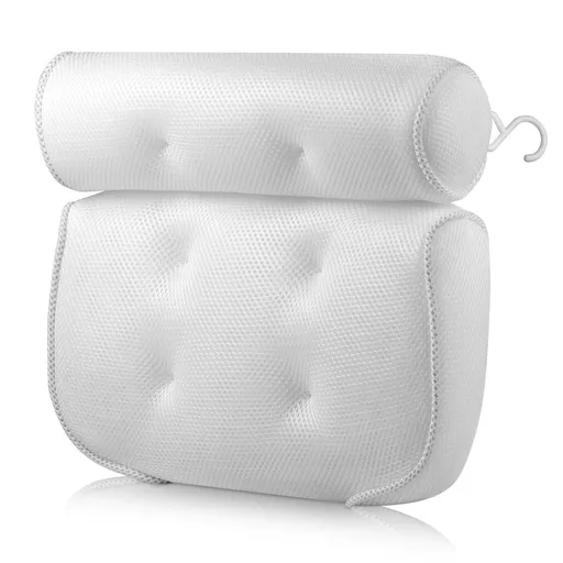 Bathtub Pillow for Neck and Back Support with Drying Hook, Bathtub Pillow Machine Headrest for Soaking & Straight Back Tubs