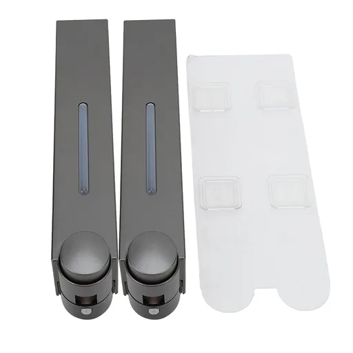 Wall Mounted Liquid Soap Dispensers Back Stick Type Plastic Shampoo Dispenser for Home Hotel School Toilet Grey 6028 2 Cups