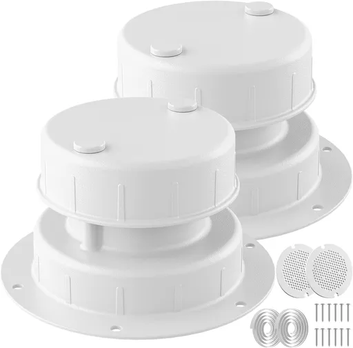 RV Plumbing Vent Cap - Aluminum Trailer Roof Pipe Vent Cover - Weatherproof Durable Replacement for RV Camper Motorhome - Black 2-Pack