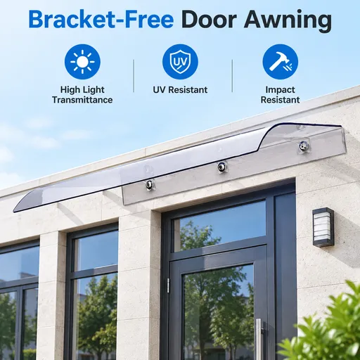 Transparent Window Rain Awning - 400 x 500mm Stackable Thickened Curved Canopy, Bracket Free Wall Mounted Weather Cover for Window Door and Balcony