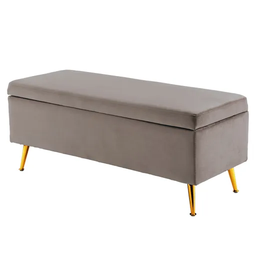 Storage Ottoman Stool Bench Seat 110cm Velvet GREY