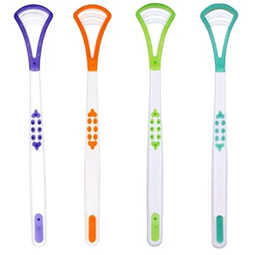 Tongue Scraper and Tongue Brush(4 Pack)，Great for Oral Care, Help Fights Bad Breath and Freshen The Breath