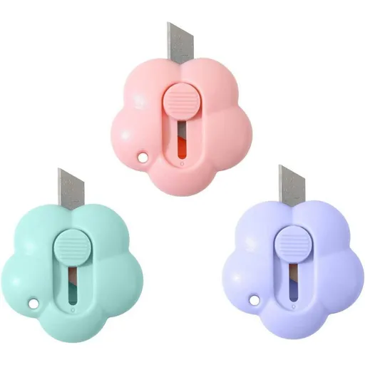 3Pcs Mini Flower Letter Openers,Utility Knives,Multifunction Retractable Letter Opener Paper Envelope Cutter