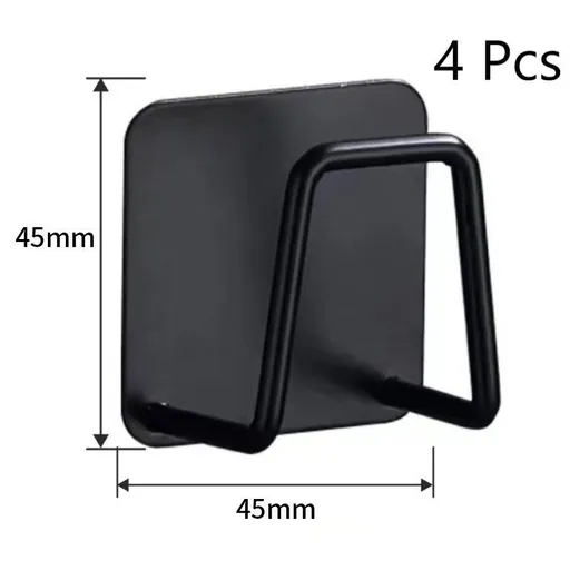Drill-Free Wall Hanging Bath Sponge Rack, Bathroom Storage Organiser, Black 45mm 4 Pack, Multi-Pack For Whole House Washroom Organisation