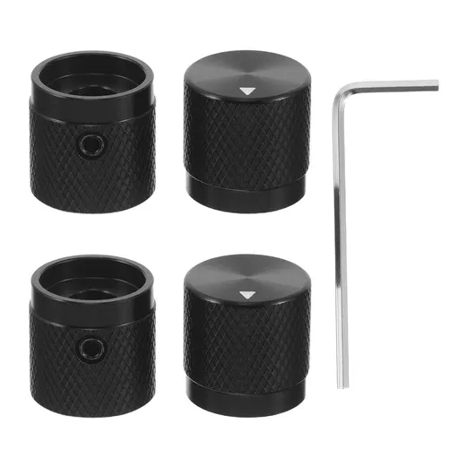 4pcs Aluminum Potentiometer Control Knob with 6mm Hole, Black Anodized Fit for Guitar Amplifier Panels