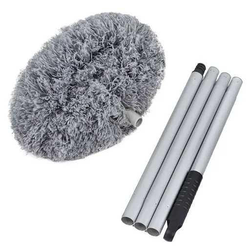 Extendable and Assembled Ceiling Duster Round Brush Dust Sweeper Cleaning Tool - Grey